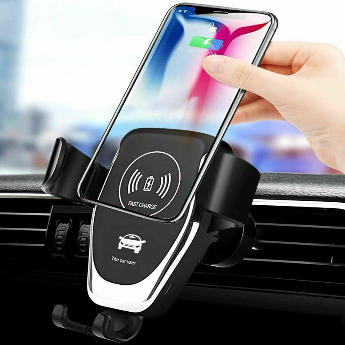 10W QI Wireless Fast Car Charger Mount Holder Stand Automatic Clamping Charging - Mercalive