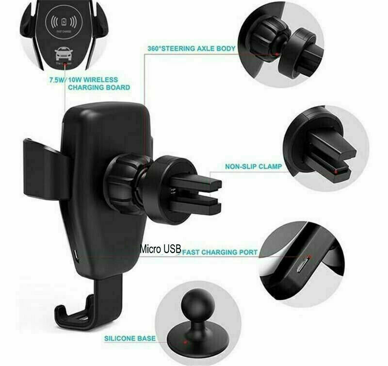 10W QI Wireless Fast Car Charger Mount Holder Stand Automatic Clamping Charging - Mercalive