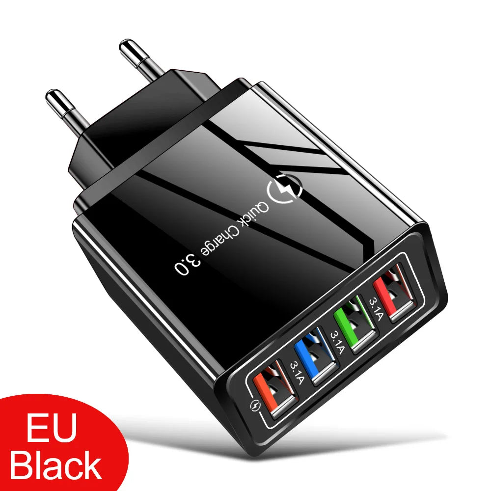 EU/US Plug USB Charger Quick Charge 3.0 For Phone Adapter for iPhone 15 Pro Max Tablet Portable Wall Mobile Charger Fast Charger - Mercalive