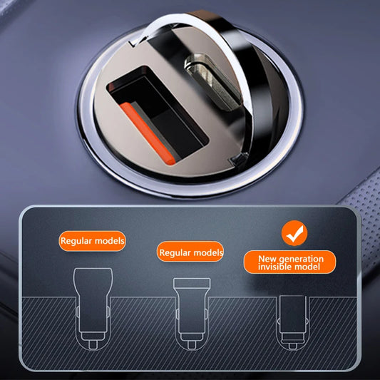 100W Mini Car Charger Lighter Fast Charging for iPhone QC3.0 Mini PD USB Type C Car Phone Charger for Xiaomi Samsung Huawei - Mercalive