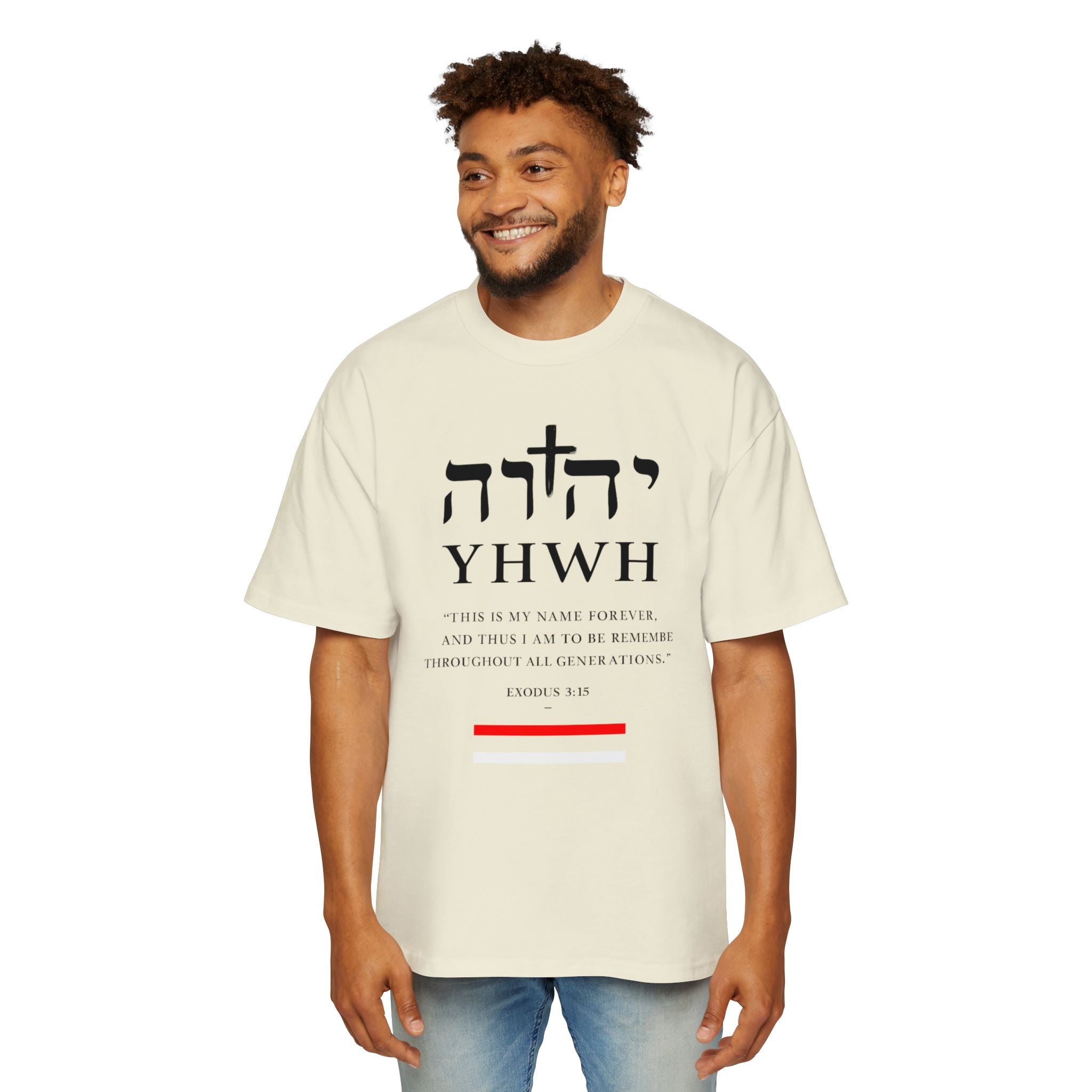 Camiseta YHWH Oversized para Hombre - Ropa Cristiana Inspiradora - Mercalive