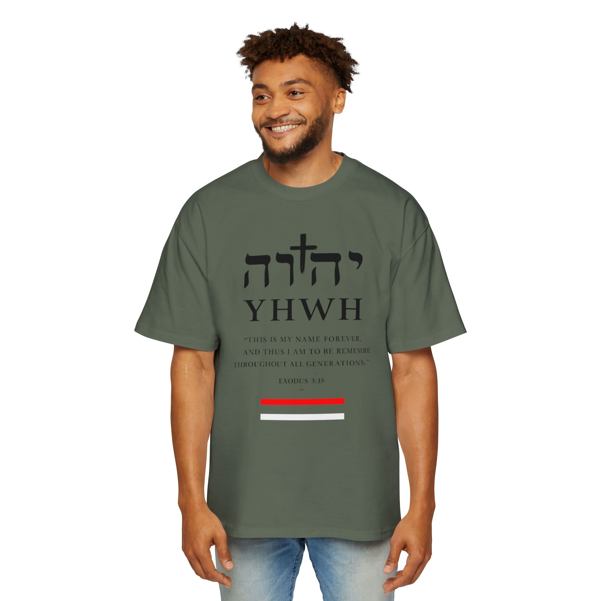 Camiseta YHWH Oversized para Hombre - Ropa Cristiana Inspiradora - Mercalive