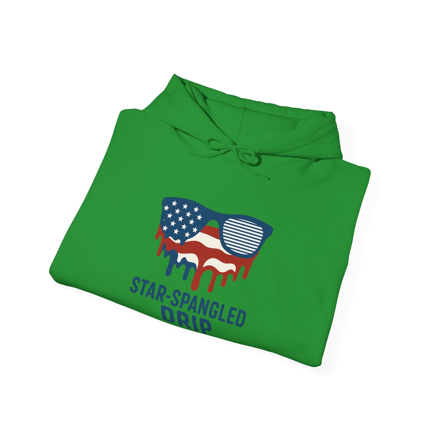 "Star-Spangled Drip Hoodie – Patriotic USA Pullover, Unisex Independence Day Sweatshirt, Soft & Cozy 4th of July Gift" - Mercalive