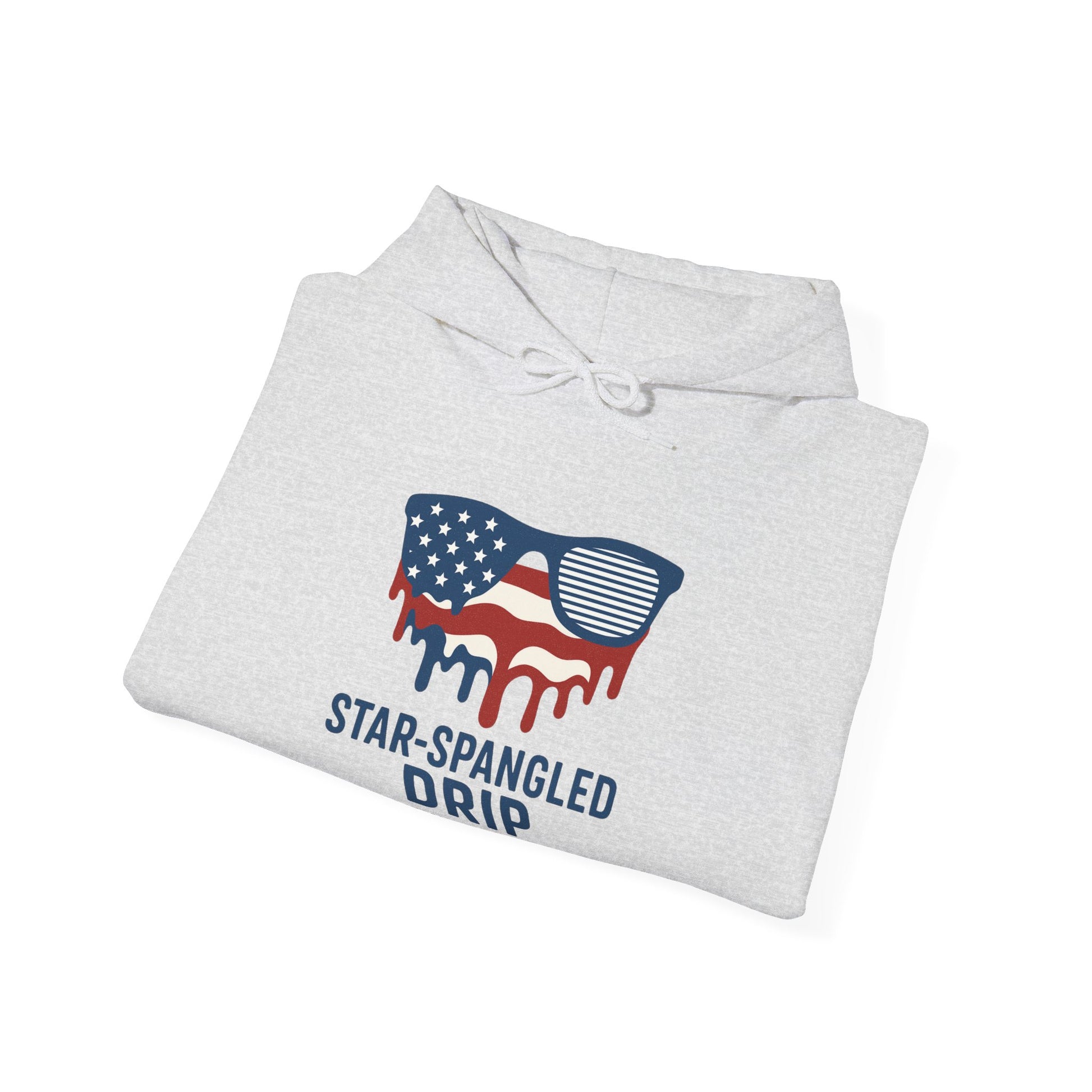 "Star-Spangled Drip Hoodie – Patriotic USA Pullover, Unisex Independence Day Sweatshirt, Soft & Cozy 4th of July Gift" - Mercalive