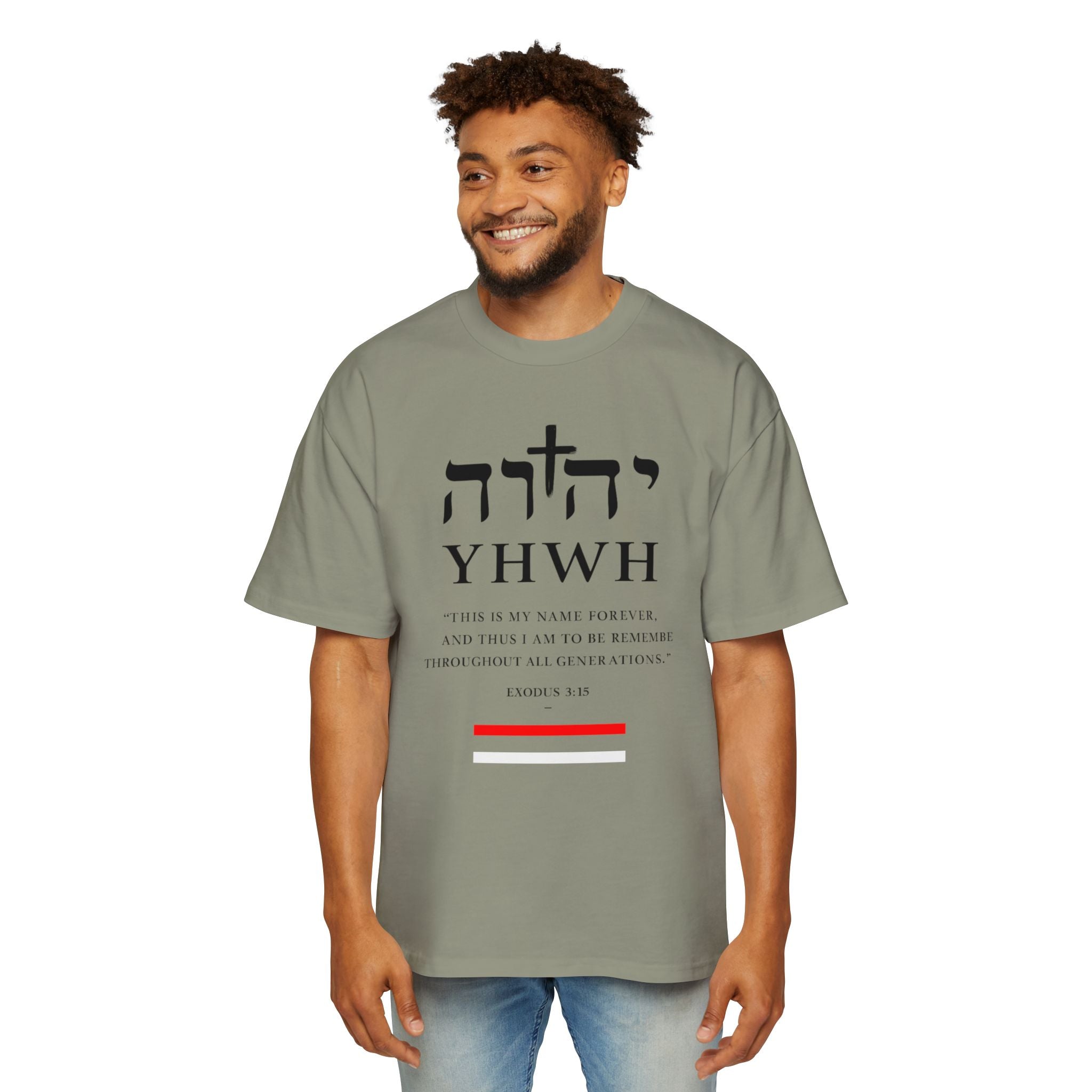 Camiseta YHWH Oversized para Hombre - Ropa Cristiana Inspiradora - Mercalive