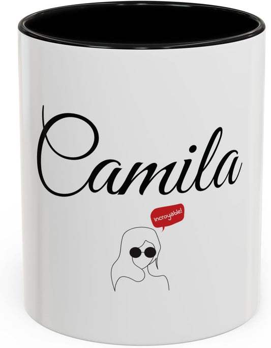 Personalized Accent Coffee Mug with Name, Custom Coffee Cup, Unique Gift for Her, Cute Tea Mug, Fun Birthday Present - Mercalive