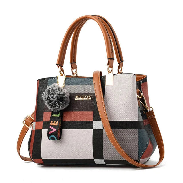Yogodlns New Luxury Handbag Women Stitching Wild Messenger Bags Designer Brand Plaid Shoulder Bag Female Ladies Totes - Mercalive