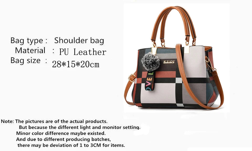 Yogodlns New Luxury Handbag Women Stitching Wild Messenger Bags Designer Brand Plaid Shoulder Bag Female Ladies Totes - Mercalive