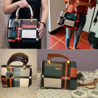 Yogodlns New Luxury Handbag Women Stitching Wild Messenger Bags Designer Brand Plaid Shoulder Bag Female Ladies Totes - Mercalive
