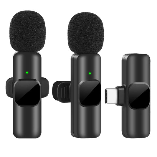 New Wireless Lavalier Microphone Portable Audio Video Recording Mini Mic for iPhone Android Live Broadcast Gaming Phone Mic - Mercalive