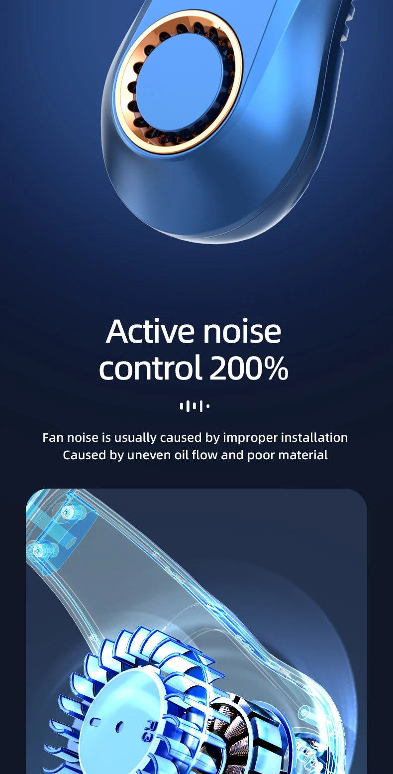 New 3000mA Portable Mini Hanging Neck Fan Bladeless Neckband Fan Digital Display Power Air Cooler USB Rechargeable Electric Fans - Mercalive