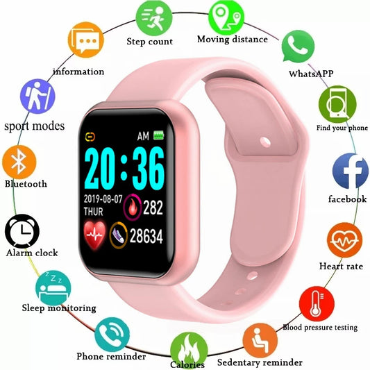 Multifunctional Smart Watch Men Women Bluetooth Connected Phone Music Fitness Sports Bracelet Sleep Monitor Y68 Smartwatch D20 - Mercalive
