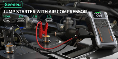 Portable Car Jump Starter With Air Compressor, 3000A Peak(7.5L Gas, 6.5L Diesel) , Jump Starter Battery PackWith150 PSl Tire Inf - Mercalive