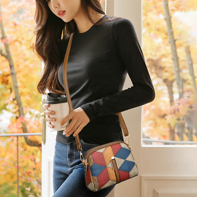 Yogodlns New Luxury Handbag Women Stitching Wild Messenger Bags Designer Brand Plaid Shoulder Bag Female Ladies Totes - Mercalive