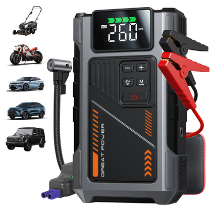 Portable Car Jump Starter With Air Compressor, 3000A Peak(7.5L Gas, 6.5L Diesel) , Jump Starter Battery PackWith150 PSl Tire Inf - Mercalive