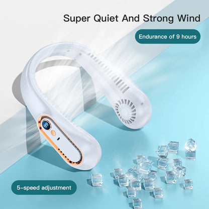 New 3000mA Portable Mini Hanging Neck Fan Bladeless Neckband Fan Digital Display Power Air Cooler USB Rechargeable Electric Fans - Mercalive