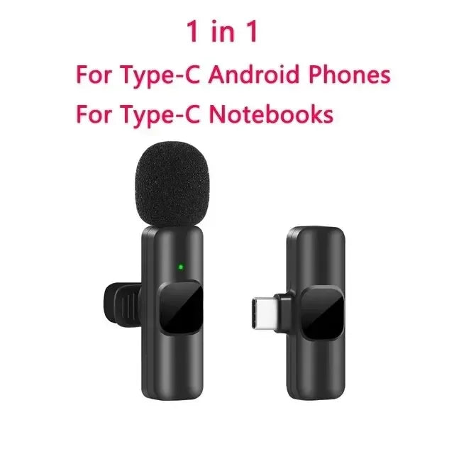 New Wireless Lavalier Microphone Portable Audio Video Recording Mini Mic for iPhone Android Live Broadcast Gaming Phone Mic - Mercalive