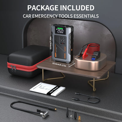 Portable Car Jump Starter With Air Compressor, 3000A Peak(7.5L Gas, 6.5L Diesel) , Jump Starter Battery PackWith150 PSl Tire Inf - Mercalive