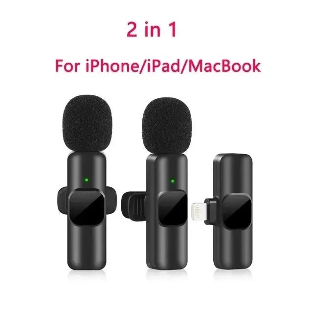 New Wireless Lavalier Microphone Portable Audio Video Recording Mini Mic for iPhone Android Live Broadcast Gaming Phone Mic - Mercalive