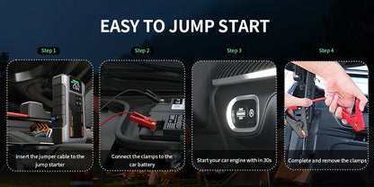 Portable Car Jump Starter With Air Compressor, 3000A Peak(7.5L Gas, 6.5L Diesel) , Jump Starter Battery PackWith150 PSl Tire Inf - Mercalive