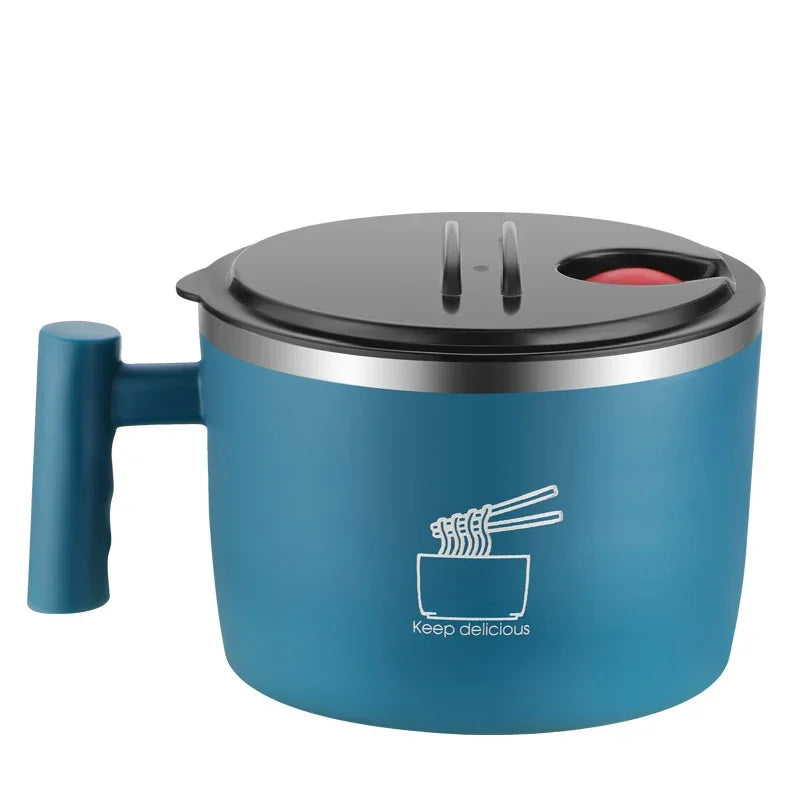 Stainless Steel Bowl With Lid For Instant Noodles Sealed And Portable Drain Bowl For Kitchen Utensils Instant Noodle Partner - Mercalive