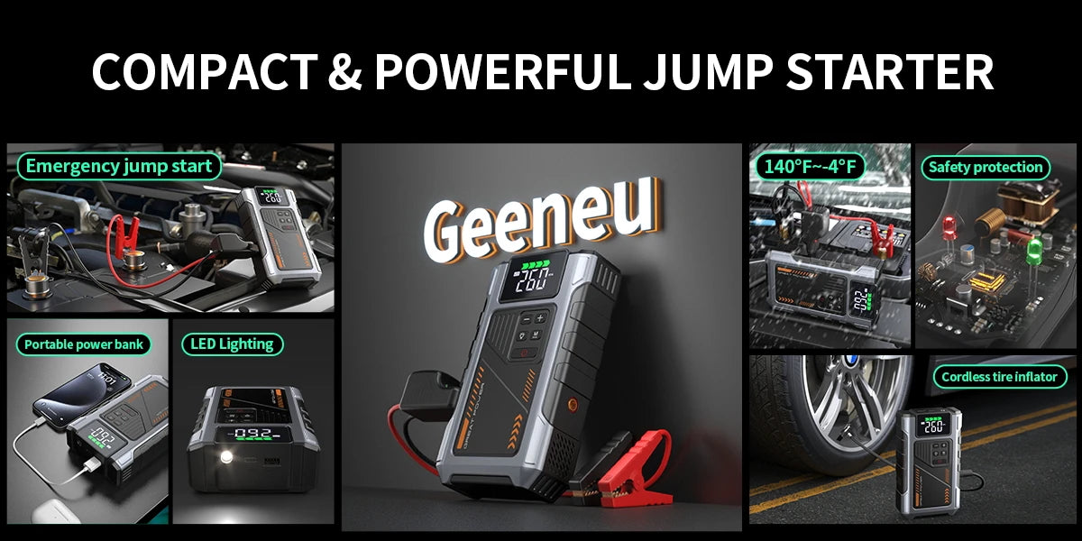 Portable Car Jump Starter With Air Compressor, 3000A Peak(7.5L Gas, 6.5L Diesel) , Jump Starter Battery PackWith150 PSl Tire Inf - Mercalive