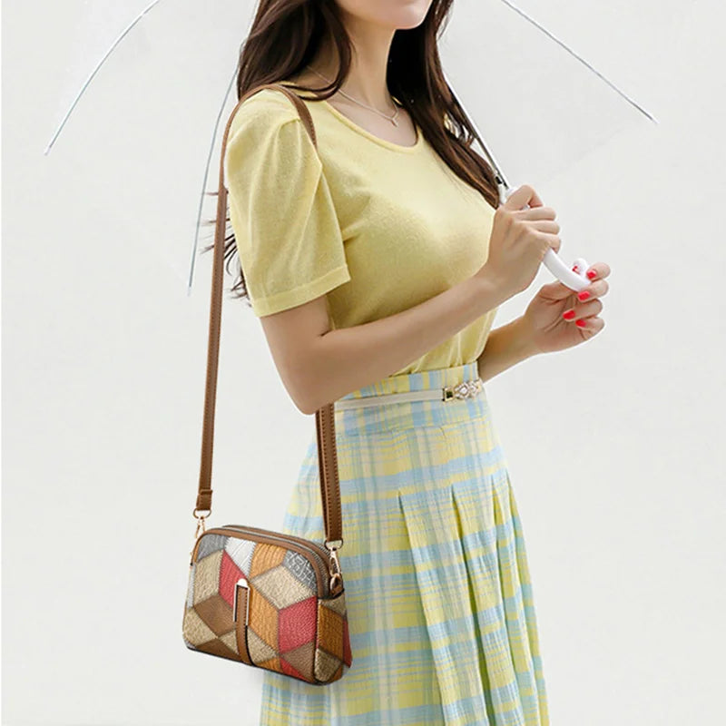 Yogodlns New Luxury Handbag Women Stitching Wild Messenger Bags Designer Brand Plaid Shoulder Bag Female Ladies Totes - Mercalive