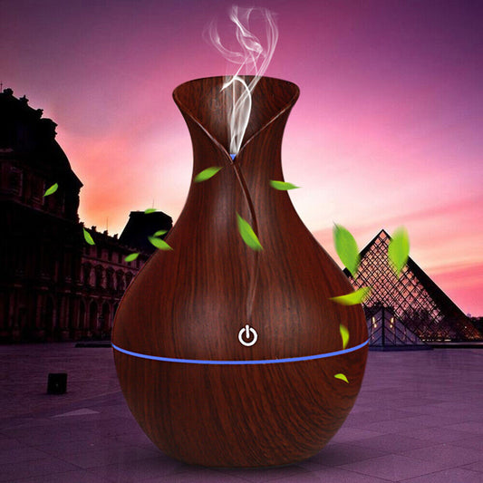 LED Ultrasonic Aroma Humidifier Essential Oil Diffuser Aromatherapy Air Purifier Home Small Incense Burner Holder Candle Yoga Fragrance Indoor Vase Shaped Aroma Burner Smoke Fountain Living Room Decor - Mercalive